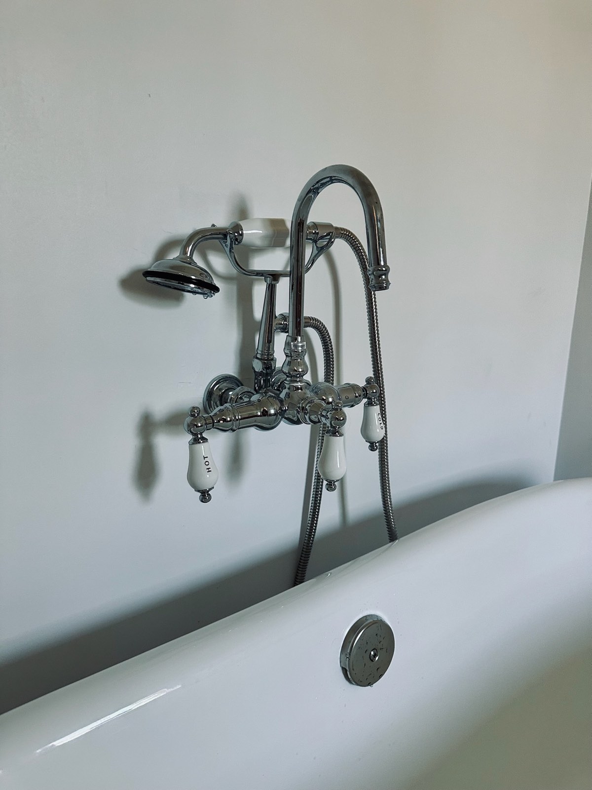 Classic telephone tub filler in polished chrome
