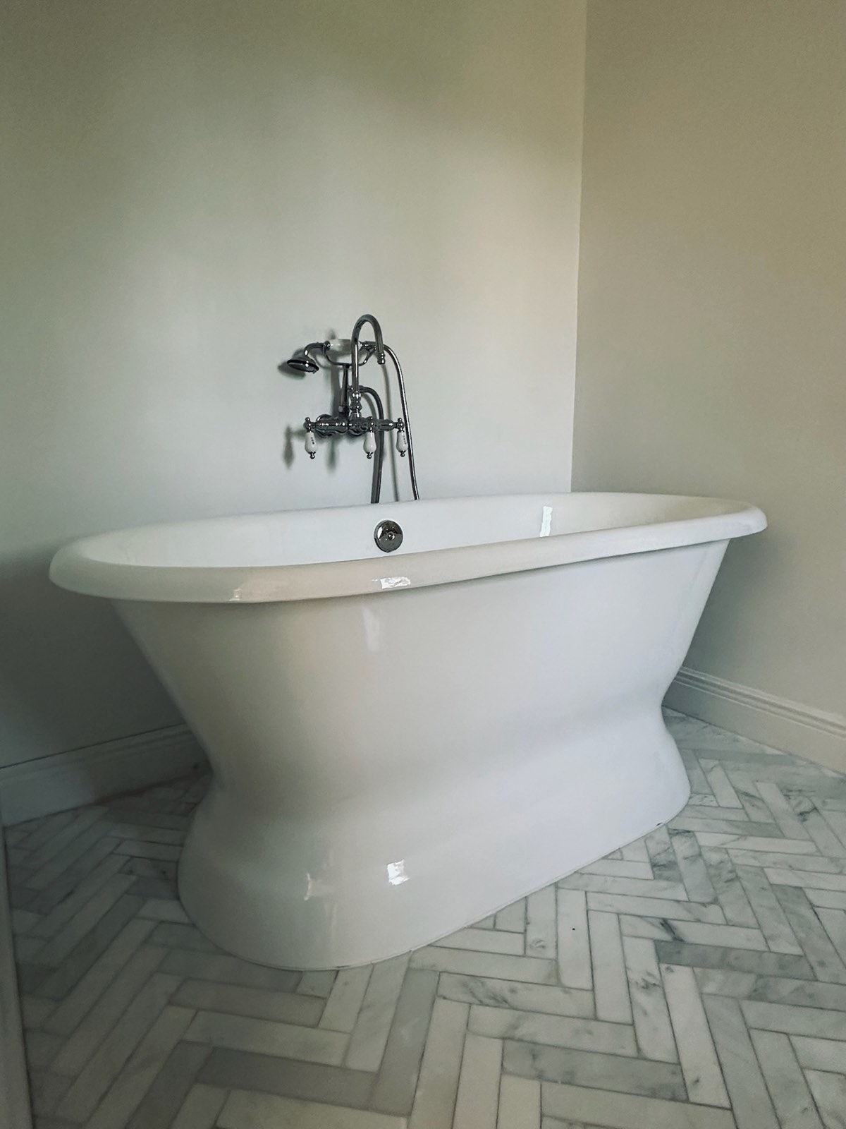 Heritage pedestal tub installation by Logic Plumbing