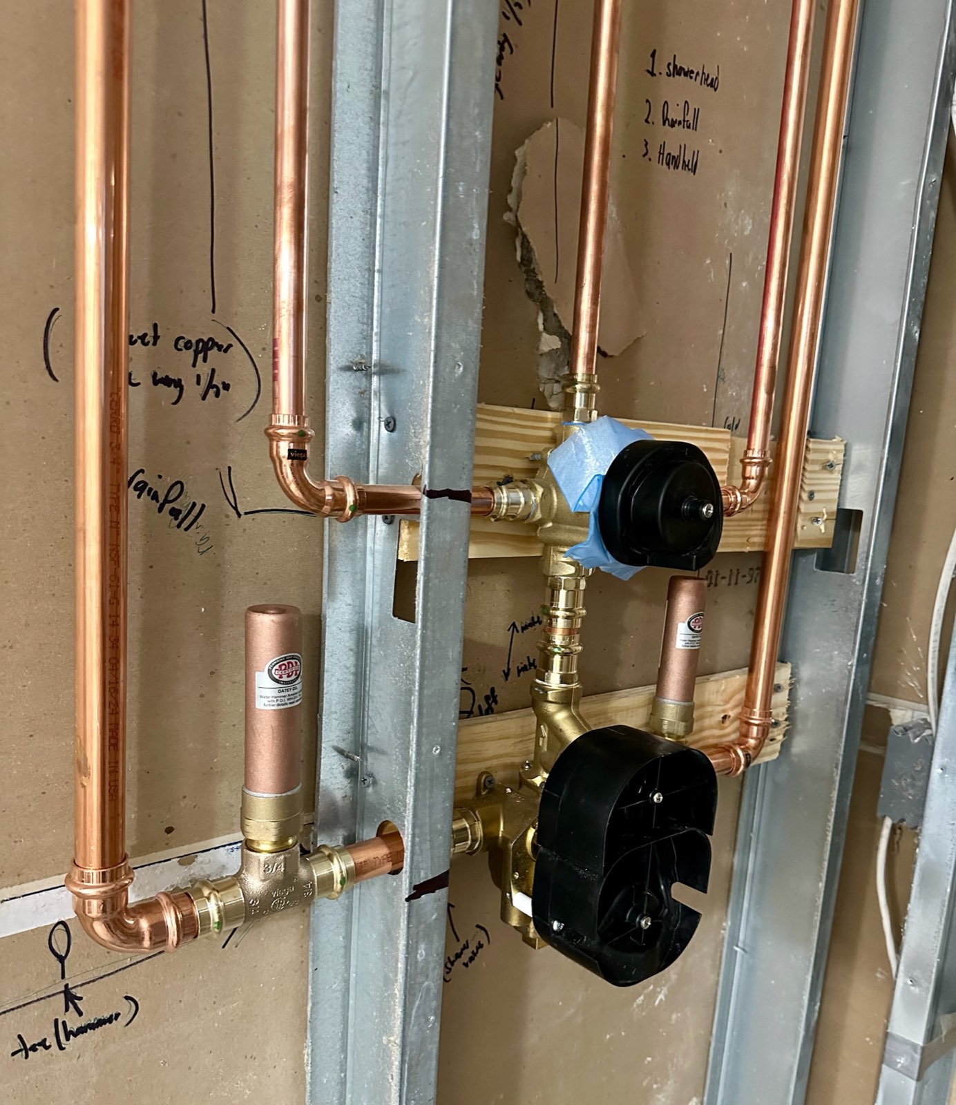 Three-Output Shower Rough-In — Logic Plumbing project